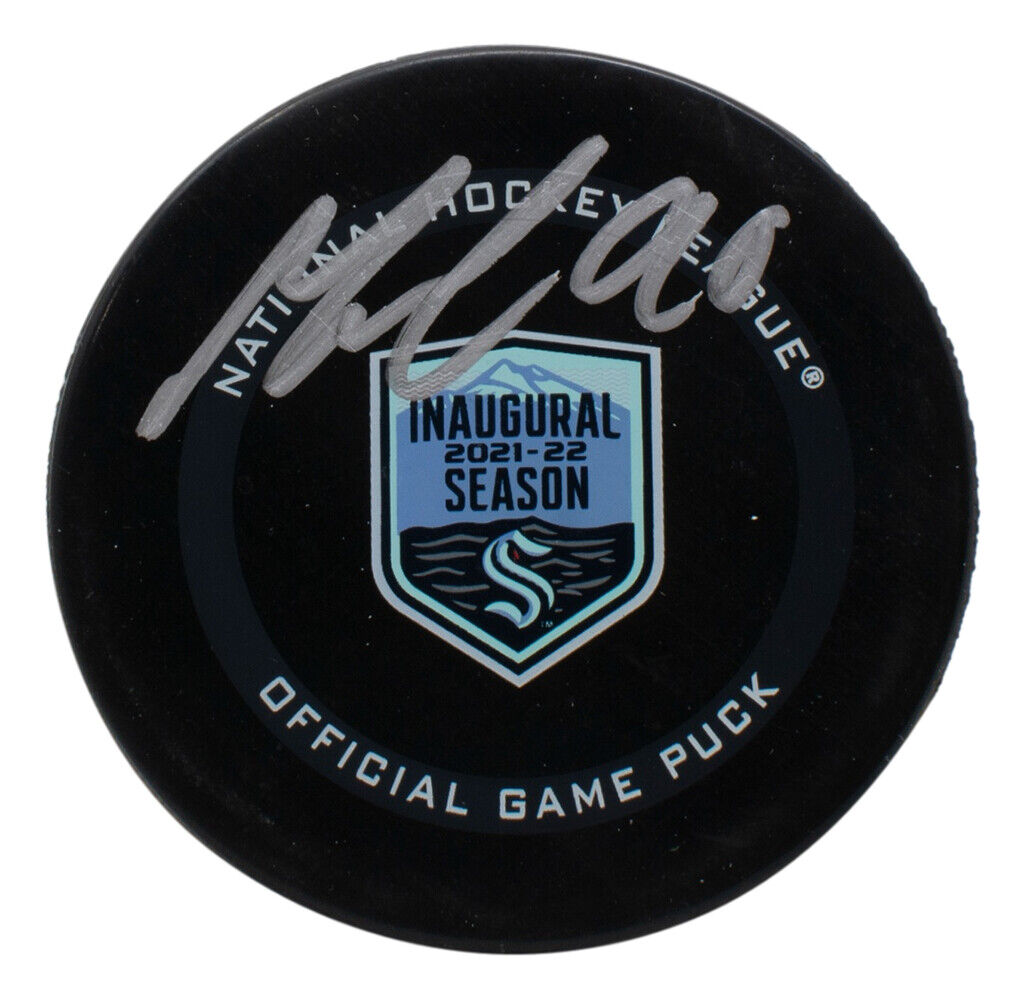 Marcus Johansson Signed Seattle Kraken NHL Inaugural Season Hockey Puck Fanatics Image 1