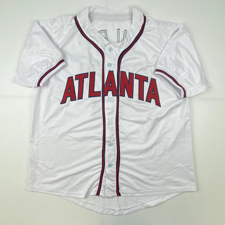 Autographed/Signed Austin Riley Atlanta White Baseball Jersey Beckett BAS COA Image 4
