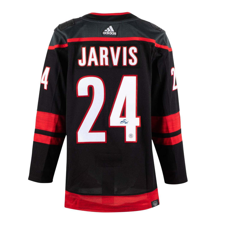 Seth Jarvis Signed Carolina Hurricanes Black adidas Jersey Image 1