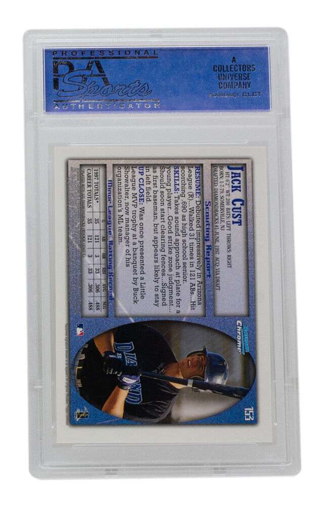 Jack Cust 1998 Bowman Chrome #153 Arizona Diamondbacks Baseball Card PSA/DNA Image 2