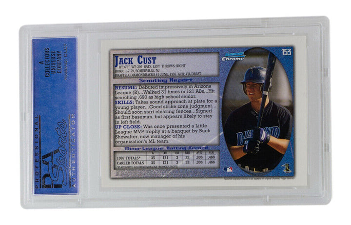 Jack Cust 1998 Bowman Chrome #153 Arizona Diamondbacks Baseball Card PSA/DNA Image 3