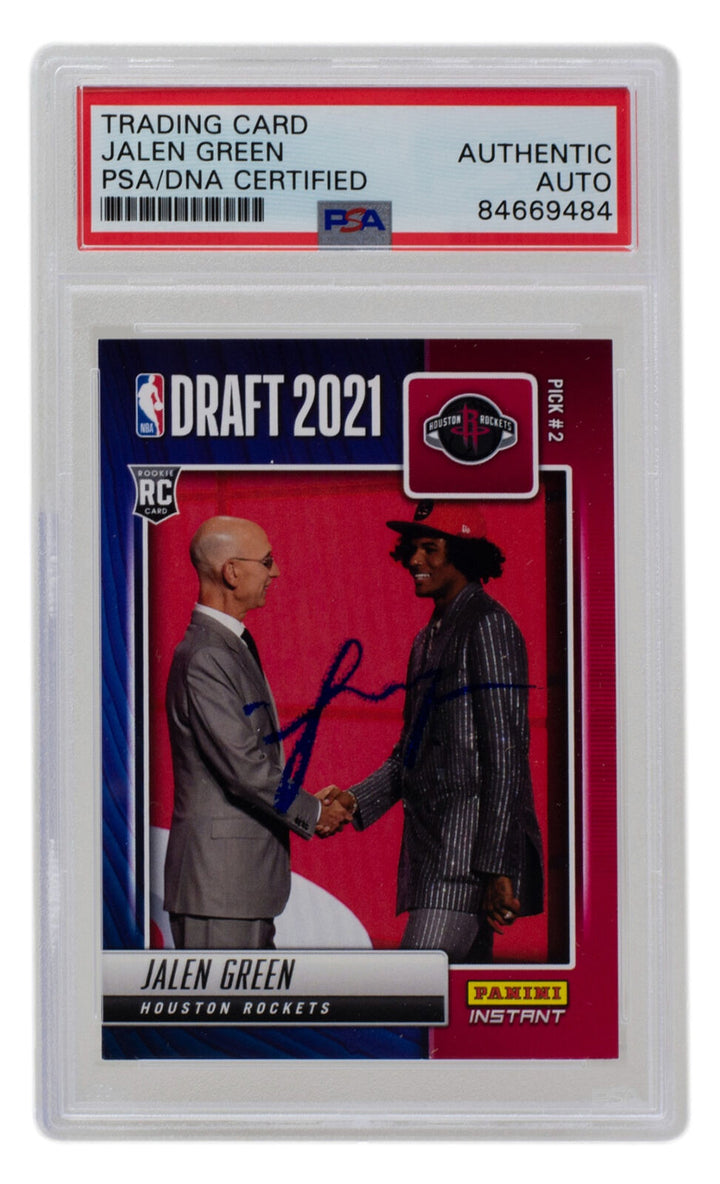 Jalen Green Signed Rockets 2021 Panini Instant Draft Rookie Card #DN2 PSA/DNA Image 1