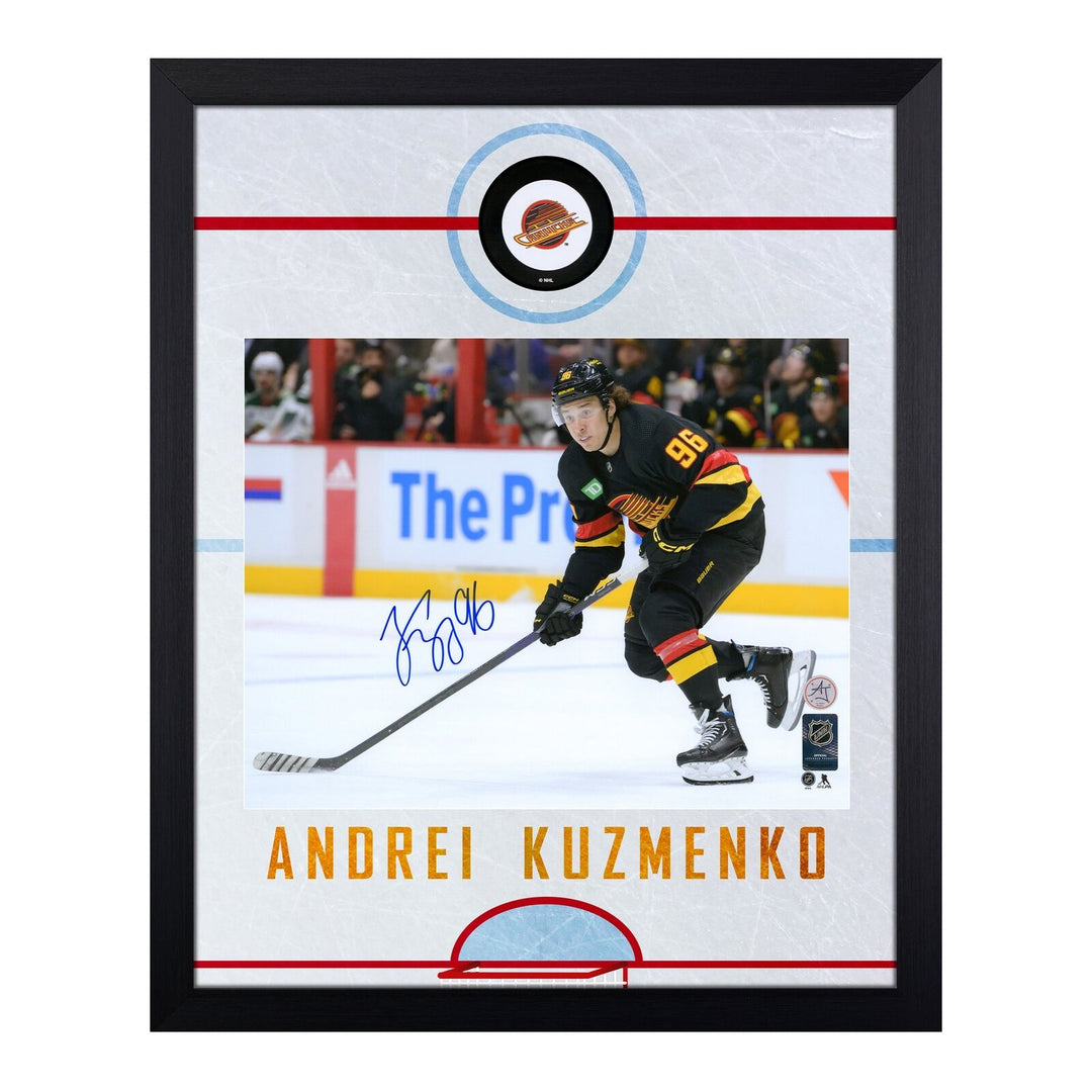 Andrei Kuzmenko Signed Vancouver Canucks Graphic Rink 19x23 Frame Image 1