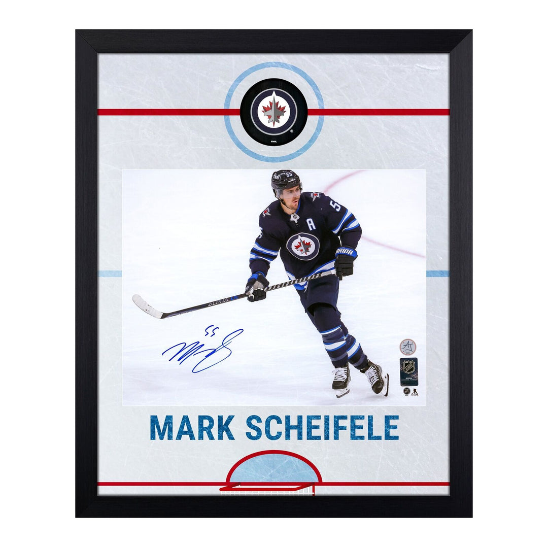 Mark Scheifele Autographed Winnipeg Jets Graphic Rink 19x23 Frame Image 1