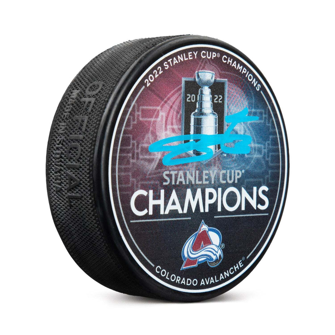 Bowen Byram Signed Colorado Avalanche 2022 Stanley Cup Champions Puck Image 1