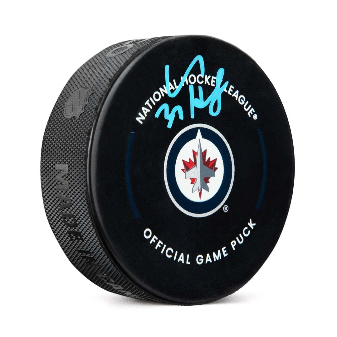 Connor Hellebuyck Signed Winnipeg Jets Official Game Puck Image 1
