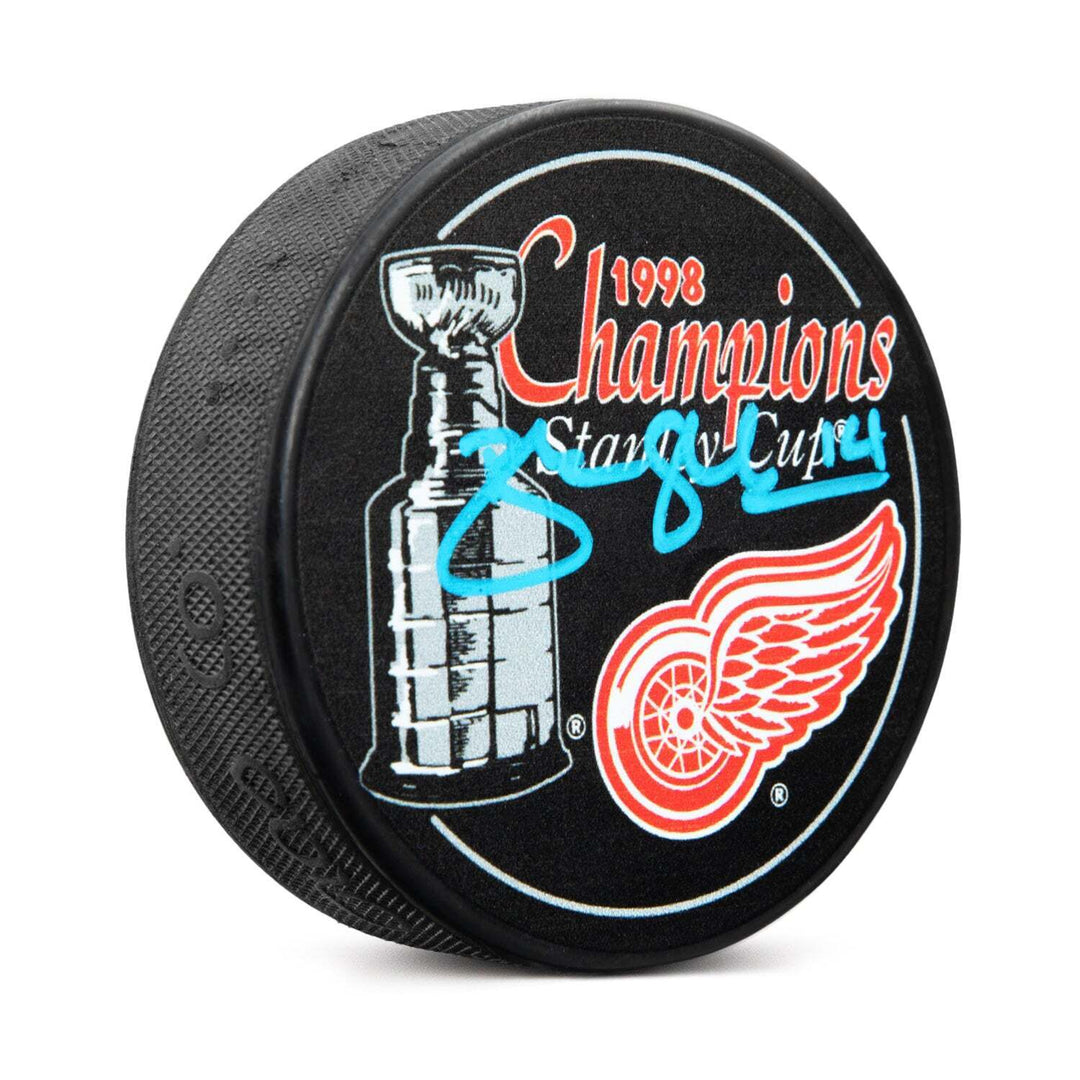 Brendan Shanahan Signed Detroit Red Wings 1998 Stanley Cup Champions Puck Image 1