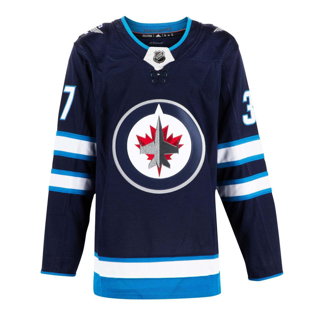 Connor Hellebuyck Autographed Winnipeg Jets Blue adidas Jersey Image 2