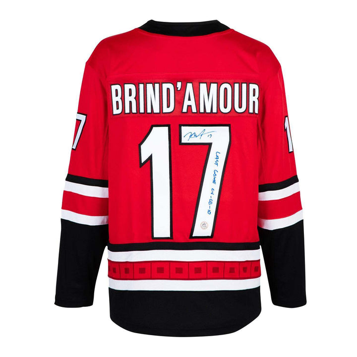 Rod Brind'Amour Signed Carolina Hurricanes Fanatics Jersey with Last Game Note Image 1