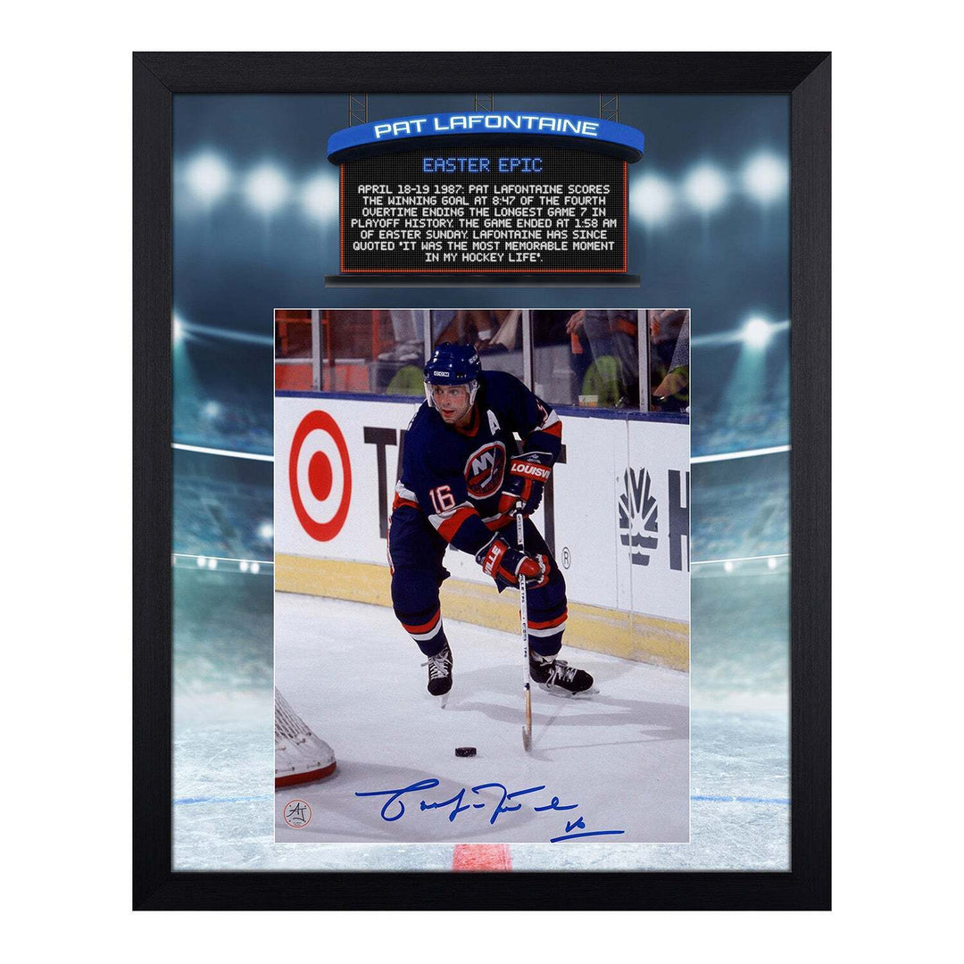 Pat LaFontaine Signed New York Islanders Puck Logo 23x27 Frame Image 1