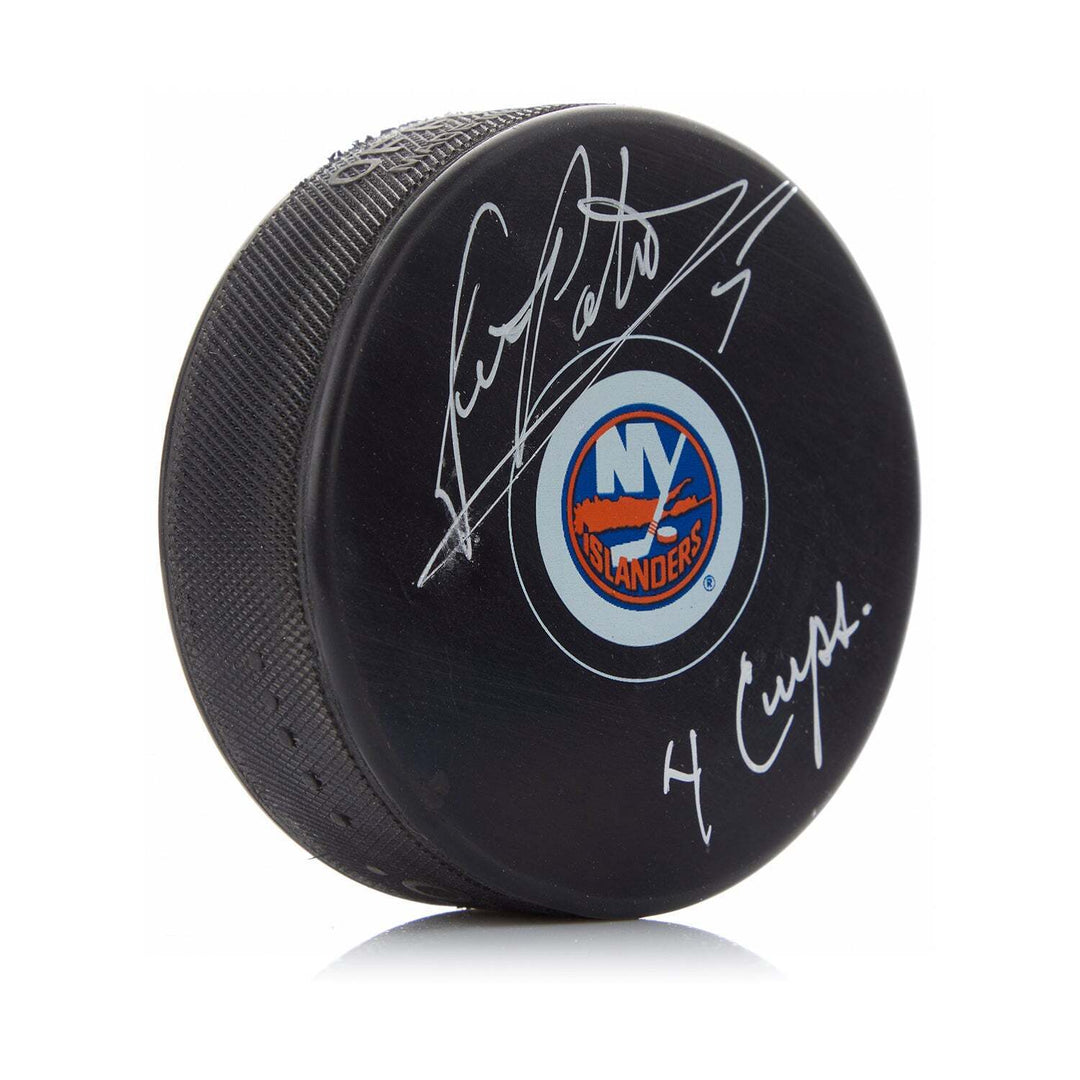Denis Potvin Signed New York Islanders Puck with 4 Cups Note Image 1