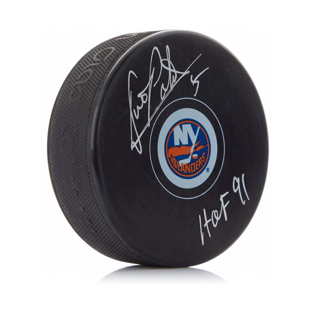 Denis Potvin Signed New York Islanders Puck with HOF Note Image 1