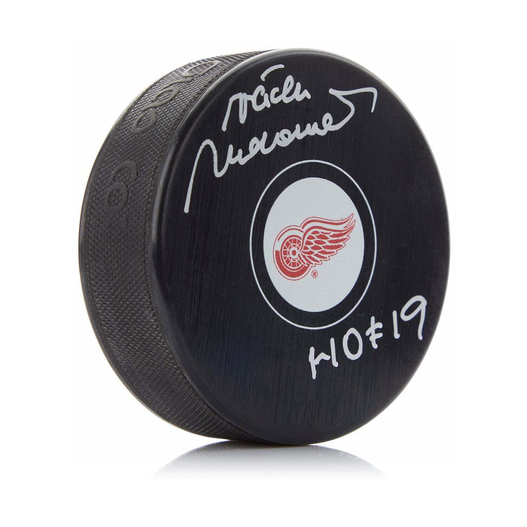 Vaclav Nedomansky Signed Detroit Red Wings Puck with HOF Note Image 1