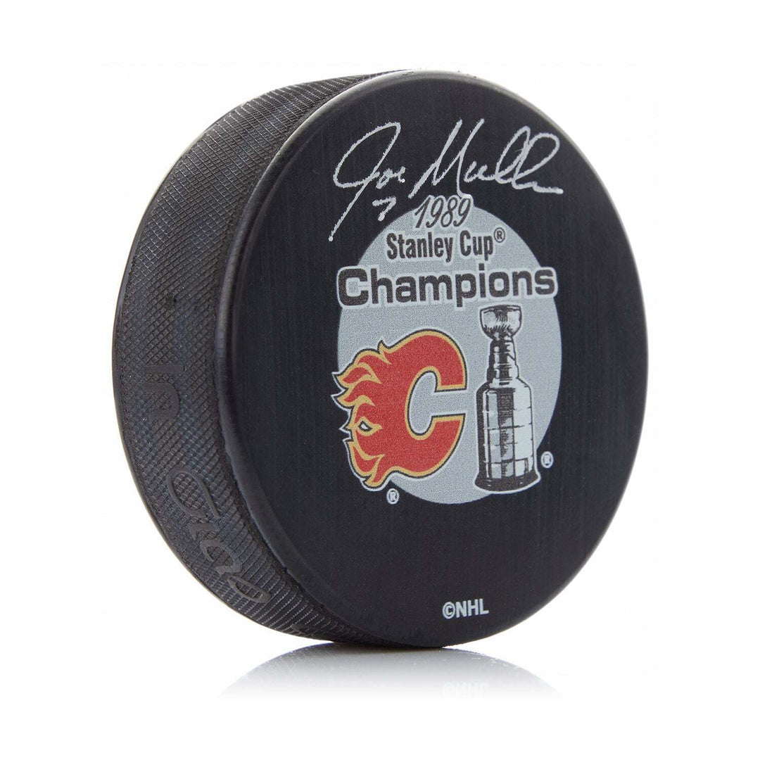 Joe Mullen Autographed 1989 Calgary Flames Cup Puck Image 1