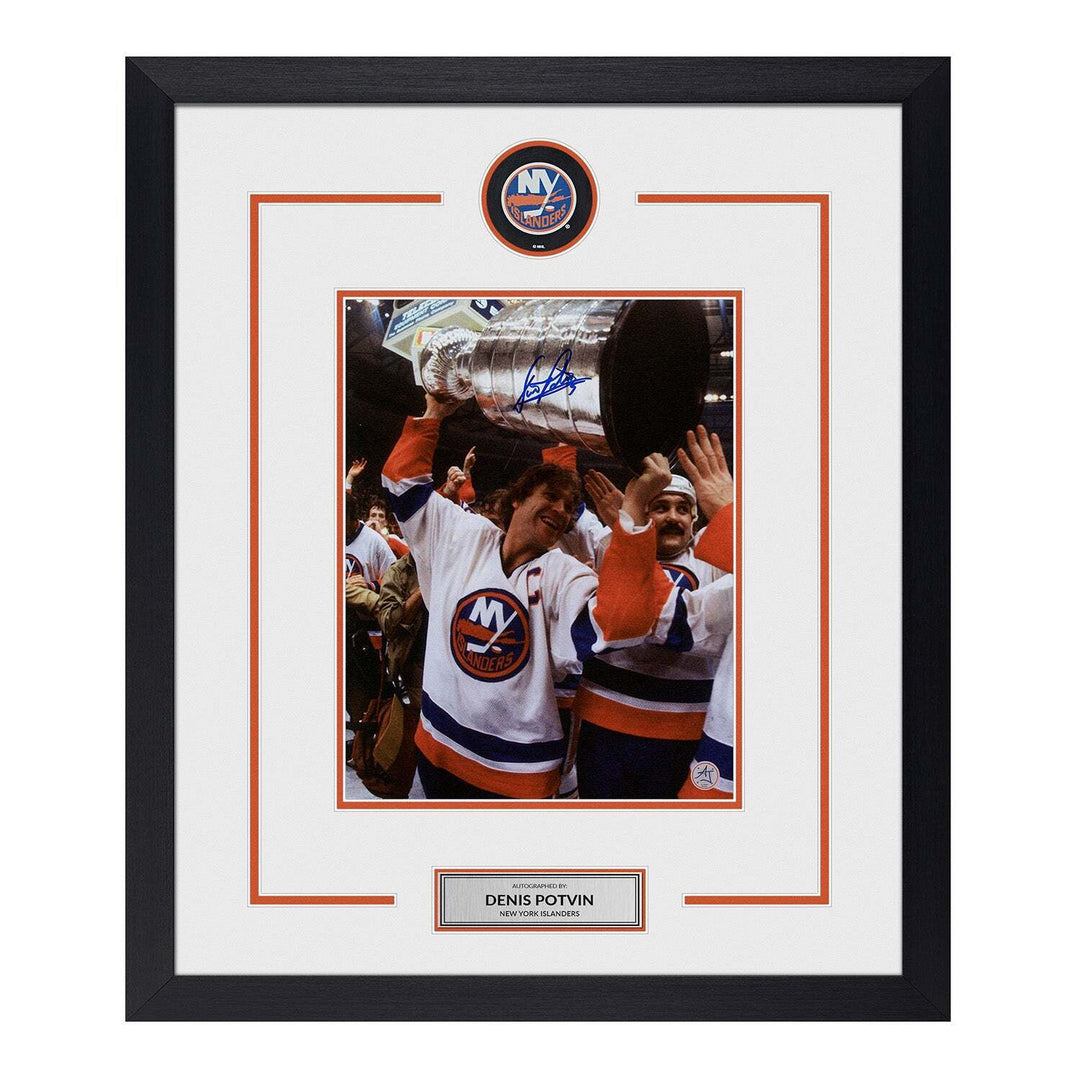 Denis Potvin Signed New York Islanders Puck Display 23x27 Frame Image 1