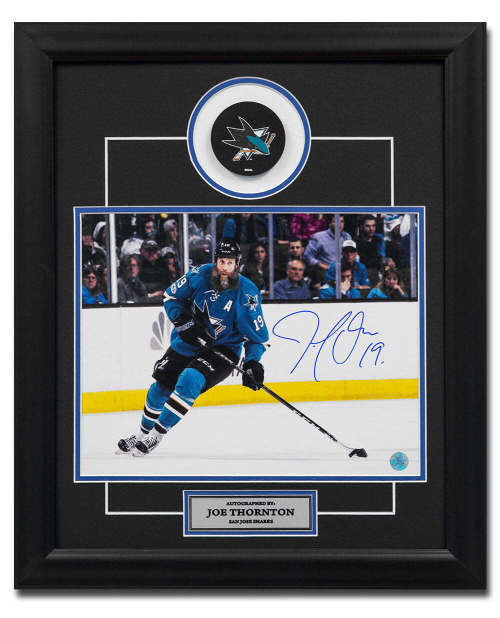 Joe Thornton San Jose Sharks Autographed Hockey Playmaker 20x24 Frame Image 1