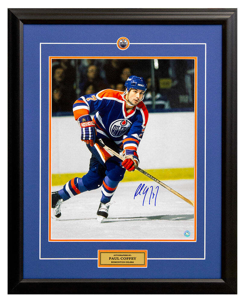 Paul Coffey Edmonton Oilers Autographed Hockey 26x32 Frame Image 1