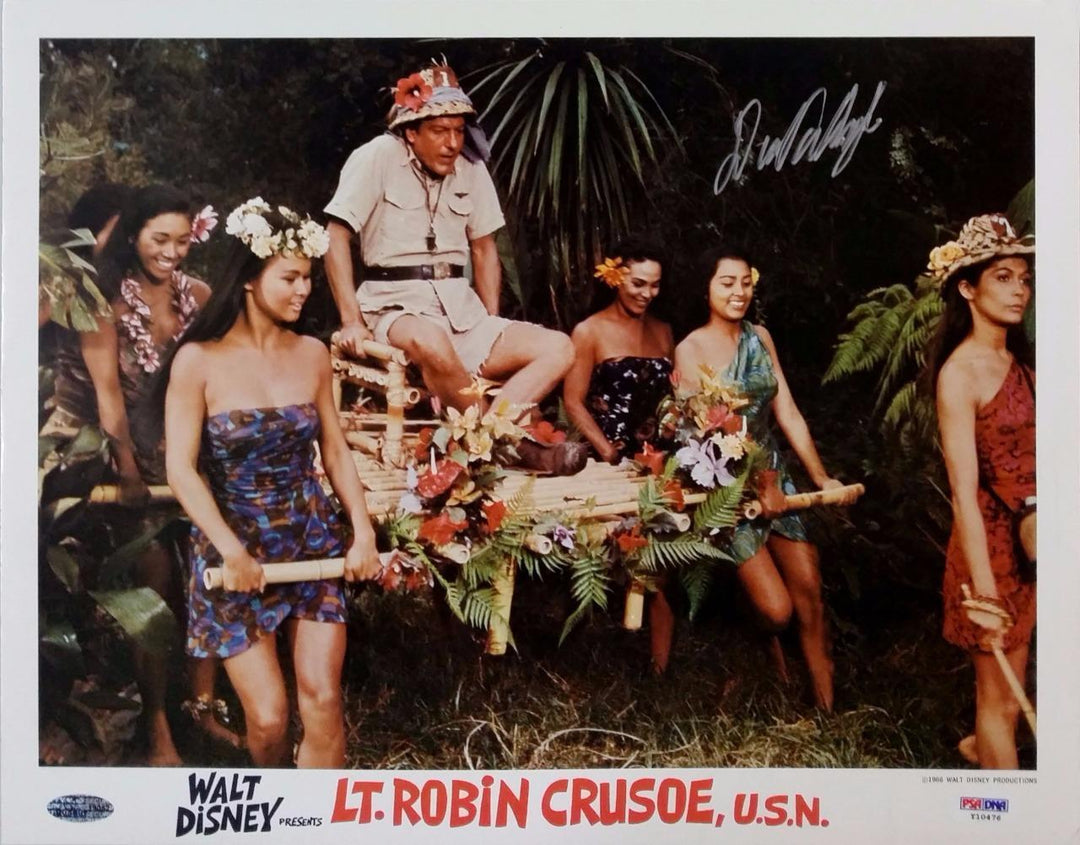 Dick Van Dyke signed Lt. Robin Crusoe original 11x14 Lobby Card photo PSA COA Image 1
