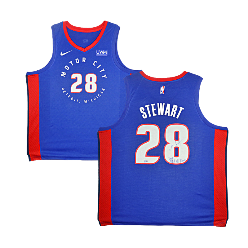 Isaiah Stewart Detroit Pistons Autographed Blue Nike City Edition Jersey Inscribed "NBA All Rookie" (CX Auth)