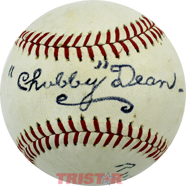 CHUBBY DEAN SIGNED BASEBALL INSCRIBED RIVERSIDE NJ 1966 PSA - A'S, INDIANS Image 1