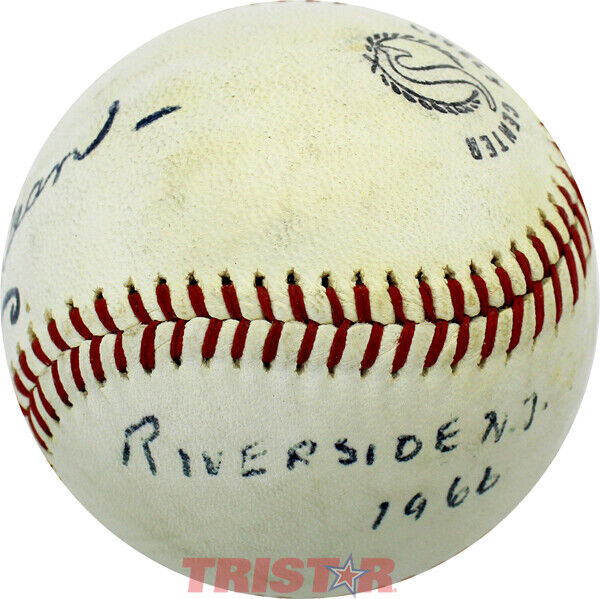 CHUBBY DEAN SIGNED BASEBALL INSCRIBED RIVERSIDE NJ 1966 PSA - A'S, INDIANS Image 2