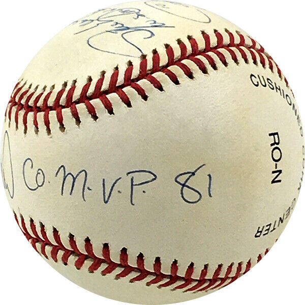 RON CEY, PEDRO GUERRERO & STEVE YEAGER SIGNED BASEBALL INSCRIBED 81 WS COMVP PSA Image 3