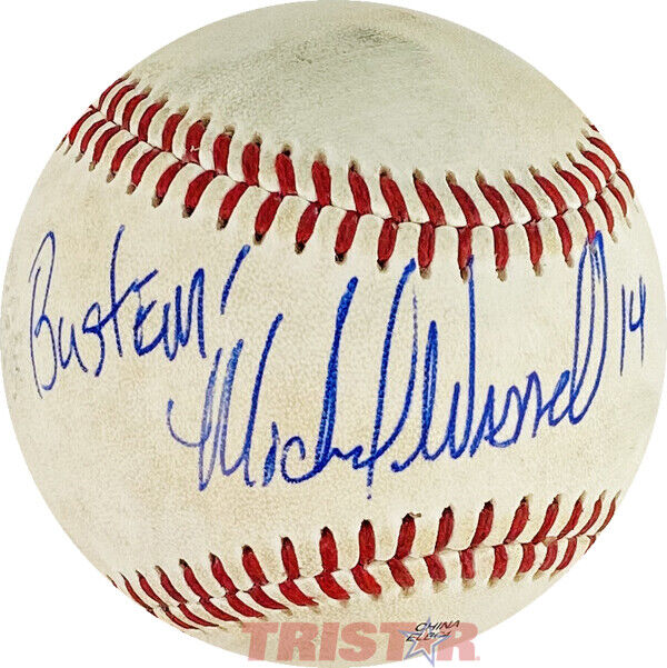 MICHAEL WADDELL AUTOGRAPHED MINOR LEAGUE BASEBALL INSCRIBED BUSTEM 14 TRISTAR Image 1