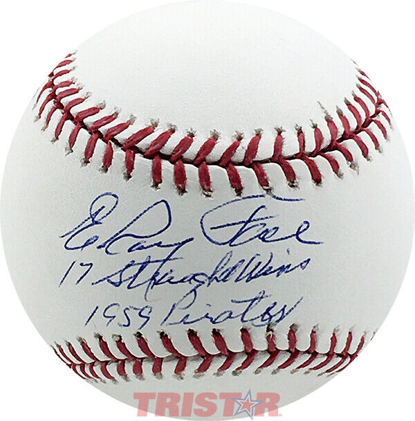 ELROY FACE AUTOGRAPHED BASEBALL INSCRIBED 17 STRAIGHT WINS 1959 PIRATES TRISTAR Image 1