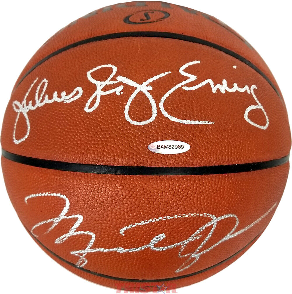 Michael Jordan & Julius Erving Autographed Official NBA Basketball Upper Deck Image 1