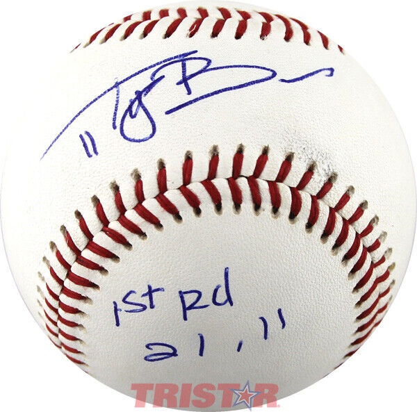 Tyler Beede Signed SL Baseball Inscribed 1st RD 21,11 PSA - San Francisco Giants Image 1