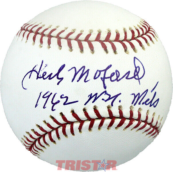 HERB MOFORD SIGNED AUTOGRAPHED ML BASEBALL INSCRIBED 1962 NY METS PSA Image 1