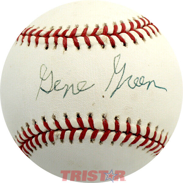 GENE GREEN SIGNED AUTOGRAPHED OFFICIAL LEAGUE BASEBALL PSA - CARDINALS, INDIANS Image 1