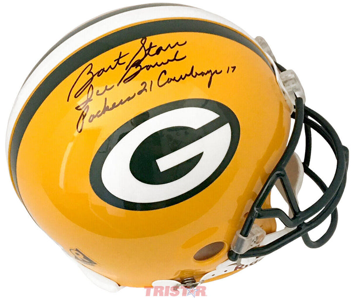 Bart Starr Signed Packers Full Size Helmet Ice Bowl Packers 21 Cowboys 17 PSA Image 1