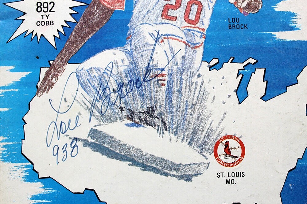 Lou Brock Signed 1977 St. Louis Cardinals Souvenir Yearbook Inscribed 938 PSA Image 2