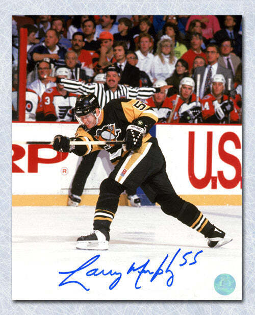 Larry Murphy Pittsburgh Penguins Autographed Slapshot 8x10 Photo Image 1