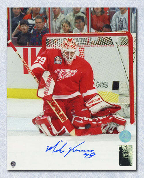 Mike Vernon Detroit Red Wings Autographed Stanley Cup Finals Action 8x10 Photo Image 1