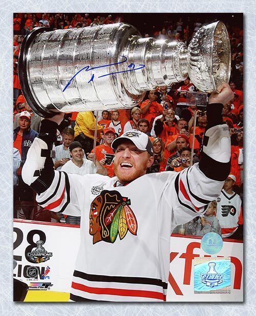 Marian Hossa Chicago Blackhawks Autographed 2010 Stanley Cup 8x10 Photo Image 1