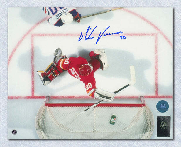 Mike Vernon Calgary Flames Autographed Overhead 8x10 Photo Image 1