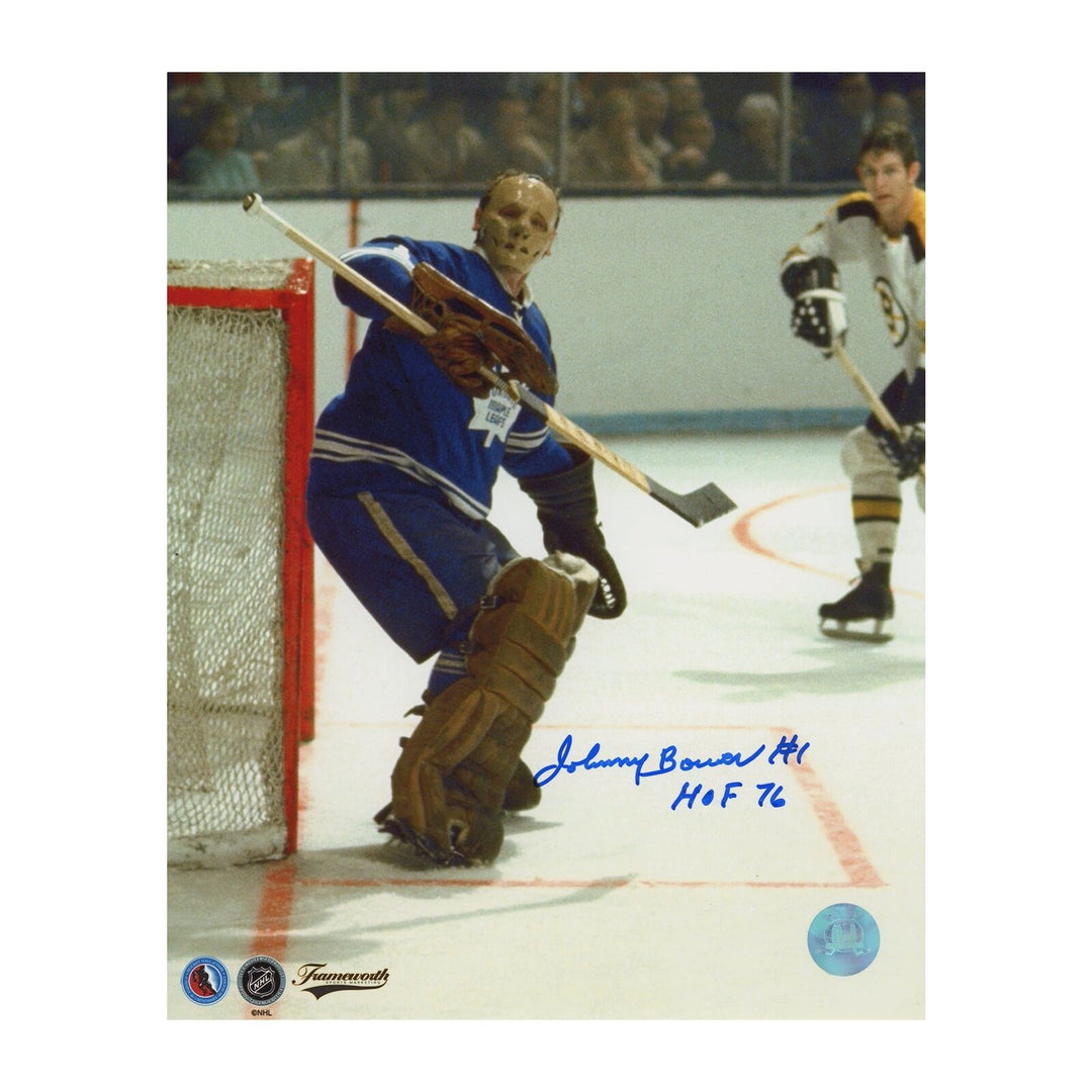 Johnny Bower Toronto Maple Leafs Signed & Inscribed 8x10 Photo Image 1
