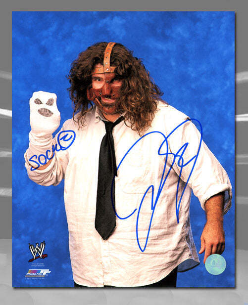 Mick Foley Autographed Mankind With Socko Wrestling 8x10 Photo Image 1