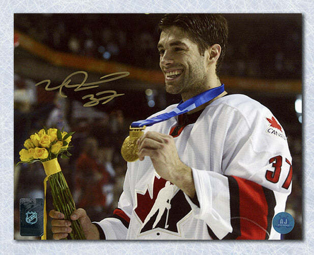 Mike Peca Team Canada Autographed 2002 Olympic Gold Medal 8x10 Photo Image 1