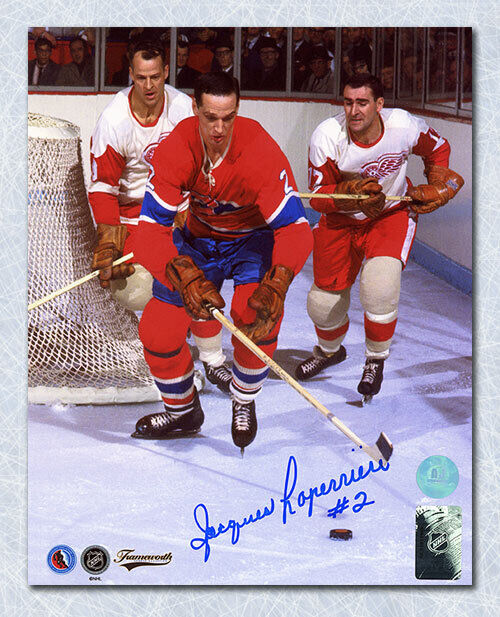 Jacques Laperriere Montreal Canadiens Autographed vs Howe 8x10 Photo Image 1