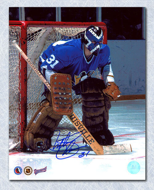 Michel Plasse Pittsburgh Penguins Autographed Goalie Mask 8x10 Photo Image 1