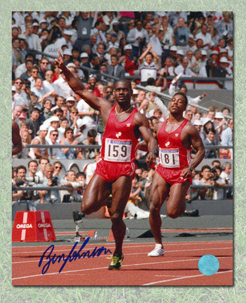 Ben Johnson Canada Autographed Record Breaking 100 Meter 8x10 Photo Image 1