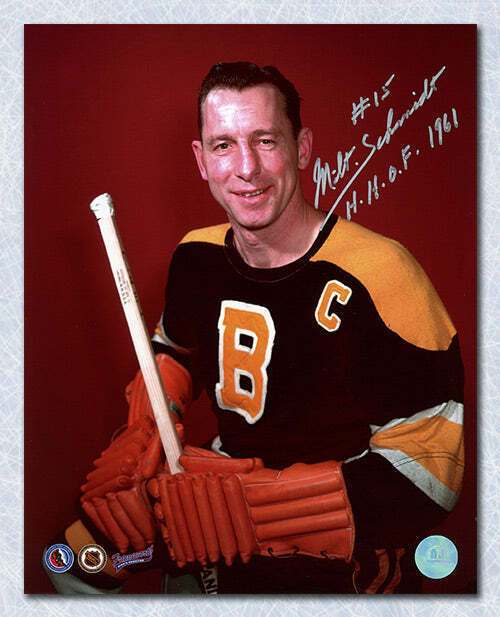 Milt Schmidt Boston Bruins Autographed Color Pose 8x10 Photo Image 1