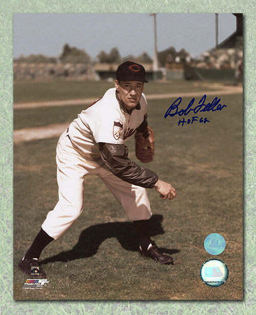 Bob Feller Cleveland Indians Autographed Color 8x10 Photo Image 1