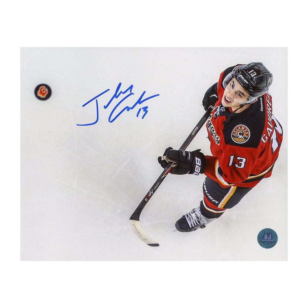 Johnny Gaudreau Calgary Flames Signed Puck Toss 8x10 Photo Image 1