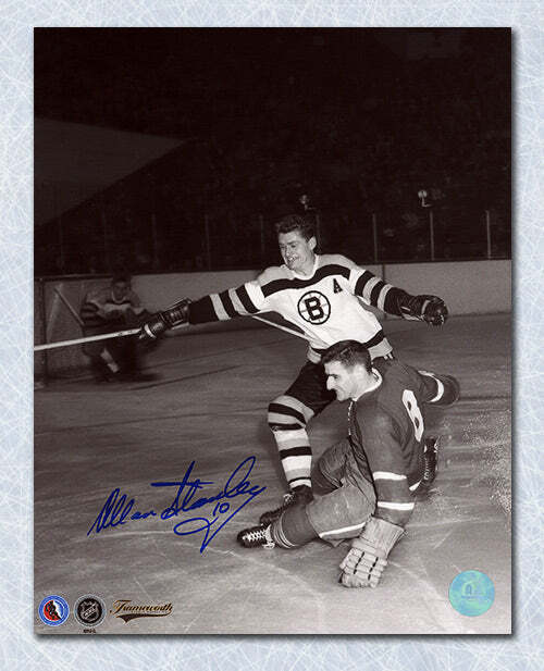 Allan Stanley Boston Bruins Autographed Original Six Action 8x10 Photo Image 1