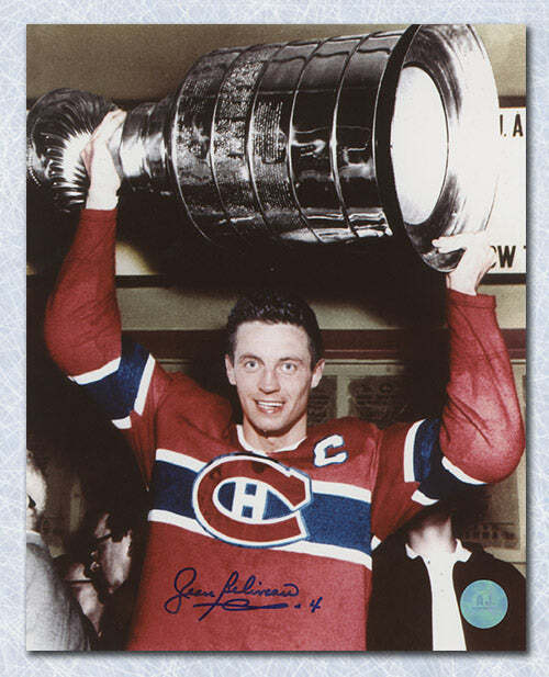 Jean Beliveau Montreal Canadiens Autographed Stanley Cup 8x10 Photo Image 1