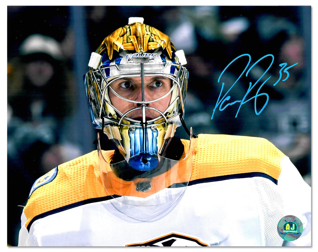 Pekka Rinne Nashville Predators Autographed Goalie Mask Close-Up 8x10 Photo Image 1